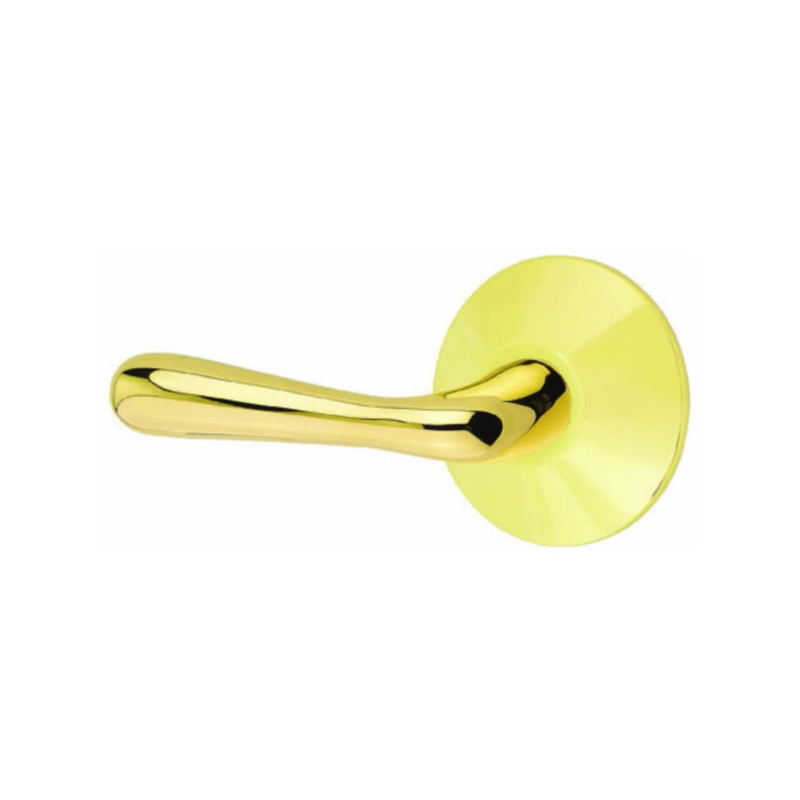 Emtek Basel Lever With Modern Rosette in Unlacquered Brass finish