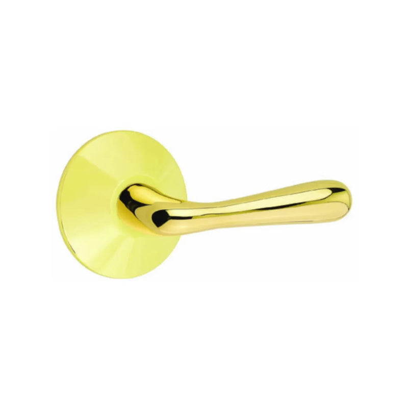 Emtek Basel Lever With Modern Rosette in Unlacquered Brass finish