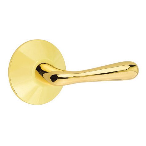 Emtek Basel Lever With Modern Rosette in Unlacquered Brass finish