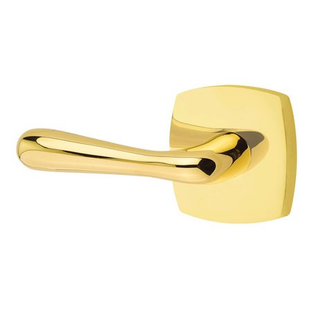 Emtek Basel Lever With Urban Modern Rosette in Unlacquered Brass finish