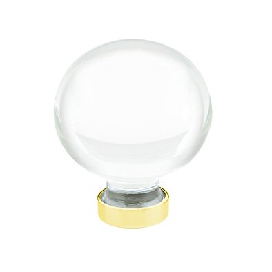 The Emtek Bristol Crystal Glass Knob 1-1/4" Wide (1-5/8" Projection) in Unlacquered Brass finish