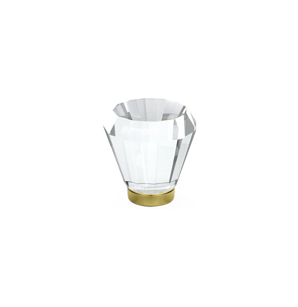 The Emtek Brookmont Crystal Glass Knob 1-1/4" Wide (1-1/2" Projection) in Unlacquered Brass finish