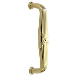 Emtek Concealed Surface 8" Ribbon & Reed Door Pull in Unlacquered Brass finish