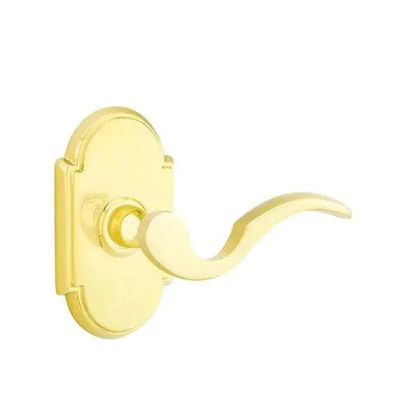 Emtek Cortina Lever With #8 Rosette in Unlacquered Brass finish
