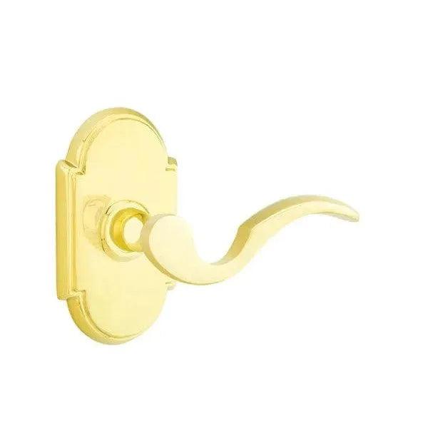 Emtek Cortina Lever With #8 Rosette in Unlacquered Brass finish