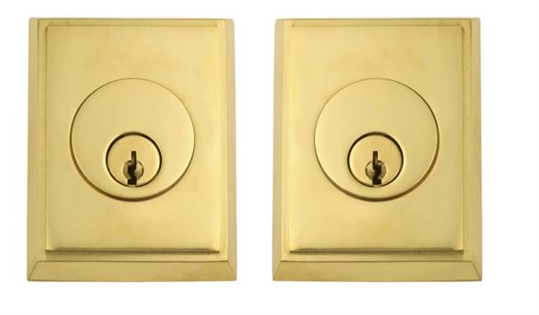 Emtek Double Cylinder Rectangular Keyed Deadbolt in Unlacquered Brass finish