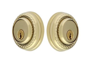 Emtek Double Cylinder Rope Keyed Deadbolt in Unlacquered Brass finish