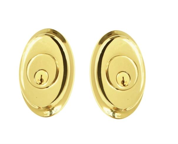 Emtek Double Cylinder Saratoga Keyed Deadbolt in Unlacquered Brass finish