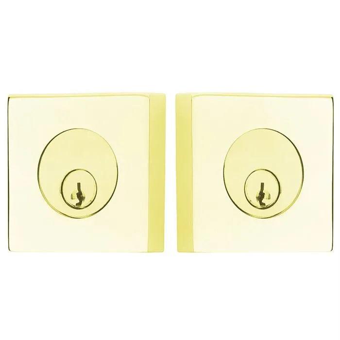 Emtek Double Cylinder Square Keyed Deadbolt in Unlacquered Brass finish