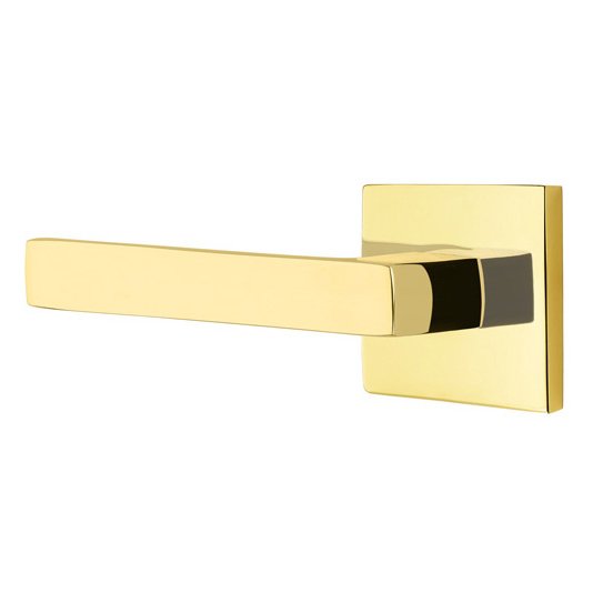 Emtek Dumont Lever With Square Rosette in Unlacquered Brass finish