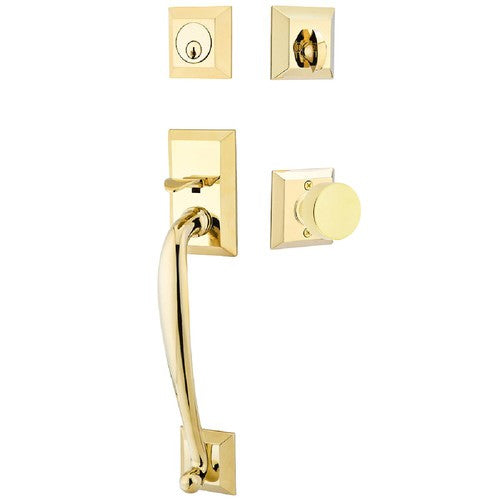 Emtek Franklin Tubular Entrance Handleset With Round Knob in Unlacquered Brass finish