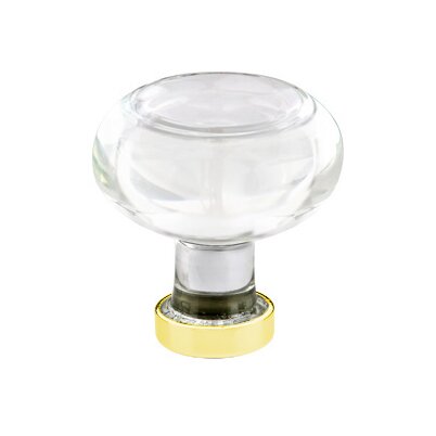 The Emtek Georgetown Crystal Glass Knob 1-1/4" Wide (1-1/2" Projection) in Unlacquered Brass finish