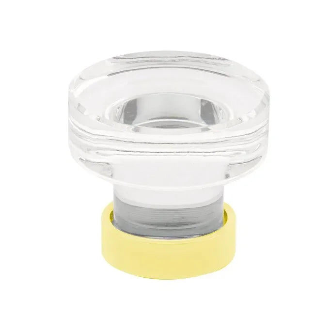 The Emtek Grayson Crystal Glass Knob 1-3/4" Wide (1-1/4" Projection) in Unlacquered Brass finish
