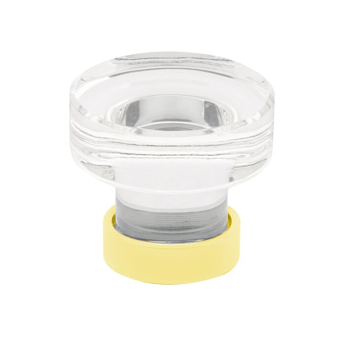 The Emtek Grayson Crystal Glass Knob 1-1/4" Wide (1-1/8" Projection) in Unlacquered Brass finish