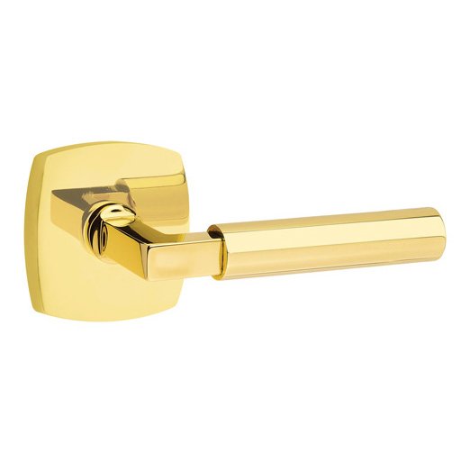 Emtek Hercules Lever With Urban Modern Rosette in Unlacquered Brass finish