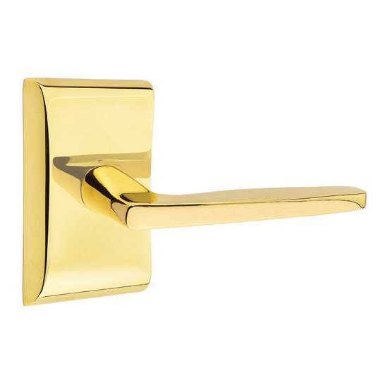 Emtek Hermes Lever With Neos Rosette in Unlacquered Brass finish