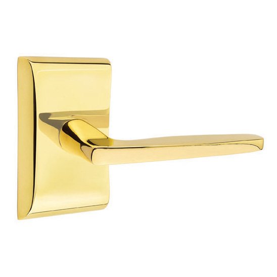 Emtek Hermes Lever With Neos Rosette in Unlacquered Brass finish