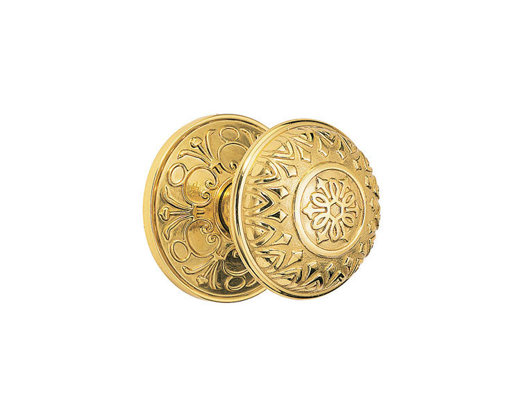 Emtek Lancaster Knob with Lancaster Rosette in Unlacquered Brass finish