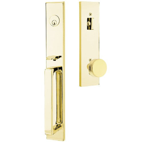 Emtek Lausanne Entrance Handleset With Bern Knob in Unlacquered Brass finish