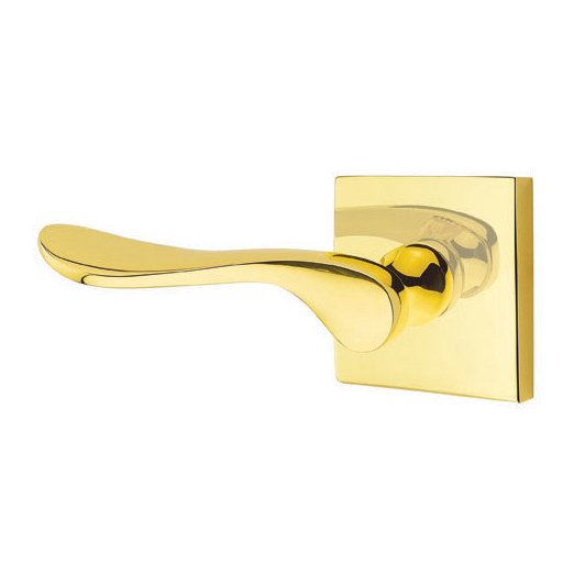 Emtek Luzern Lever With Square Rosette in Unlacquered Brass finish