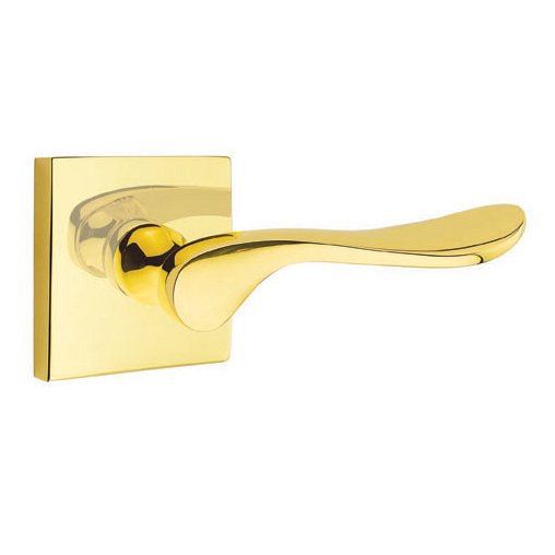 Emtek Luzern Lever With Square Rosette in Unlacquered Brass finish