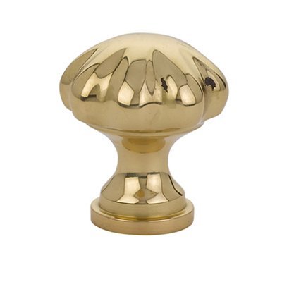 The Emtek Melon Cabinet Knob in Unlacquered Brass finish.