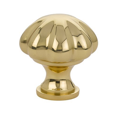 The Emtek Melon Cabinet Knob in Unlacquered Brass finish.