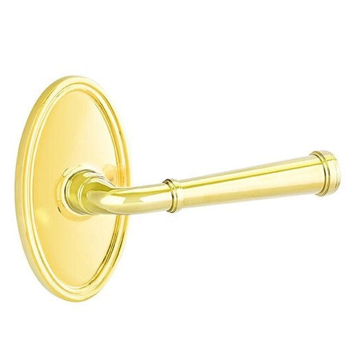 Emtek Merrimack Lever With Oval Rosette in Unlacquered Brass finish