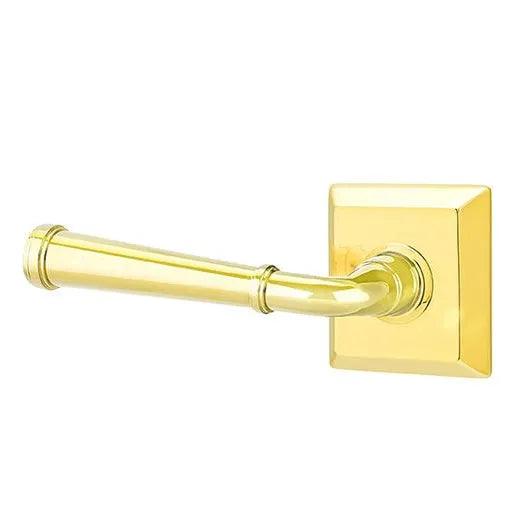 The Emtek Merrimack Lever with Quincy Rosette in Unlacquered Brass finish
