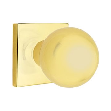 Emtek Orb Knob with Square Rosette in Unlacquered Brass finish