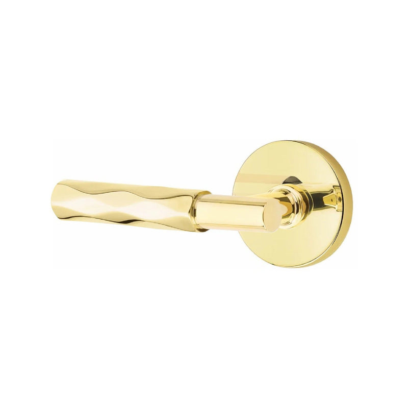 Emtek Select T-Bar Tribeca Lever with Disk Rosette in Unlacquered Brass finish