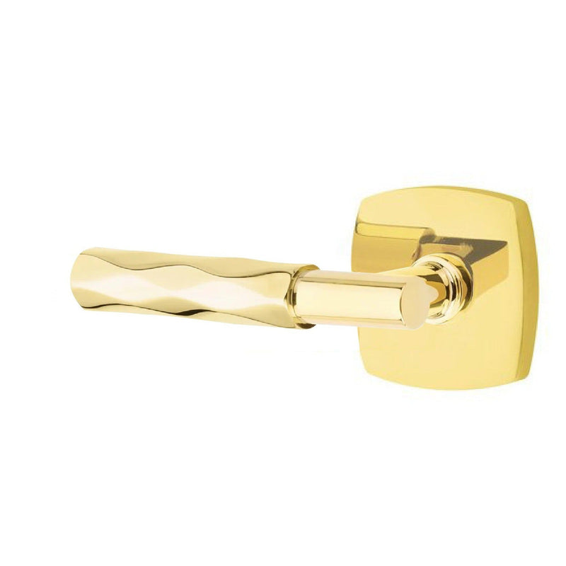 Emtek Select T-Bar Tribeca Lever with Urban Modern Rosette in Unlacquered Brass finish