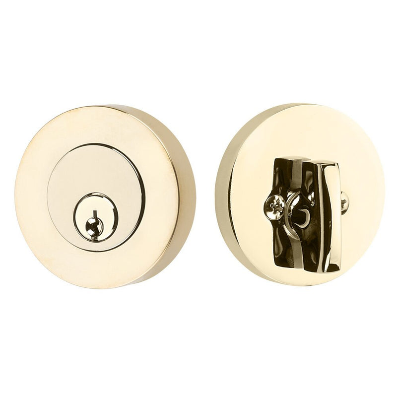 Emtek Single Cylinder Modern Disc Deadbolt in Unlacquered Brass finish