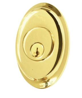 Emtek Single Cylinder Saratoga Keyed Deadbolt in Unlacquered Brass finish