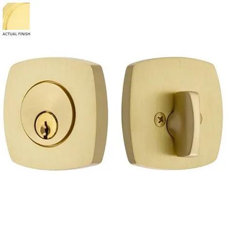 Emtek Single Cylinder Urban Modern Keyed Deadbolt in Unlacquered Brass finish