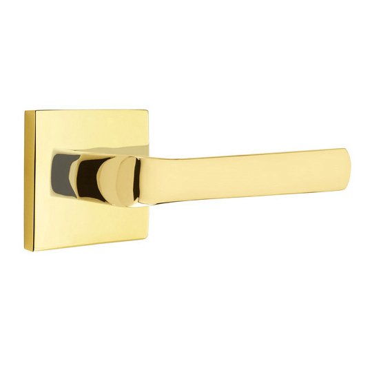 Emtek Spencer Lever With Square Rosette in Unlacquered Brass finish