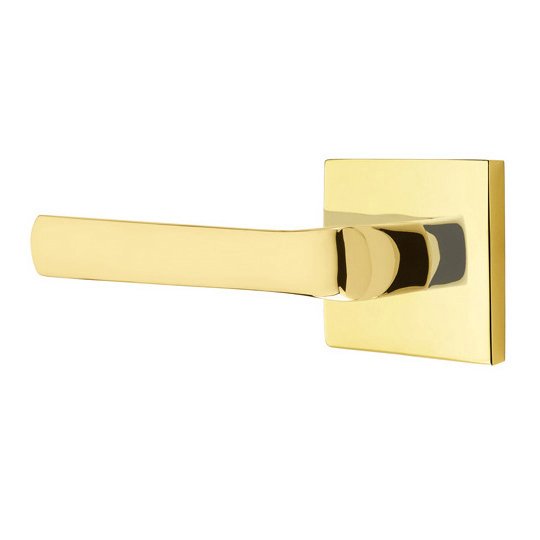 Emtek Spencer Lever With Square Rosette in Unlacquered Brass finish