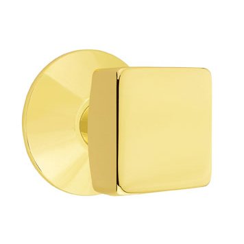 Emtek Square Knob with Modern Rosette in Unlacquered Brass finish