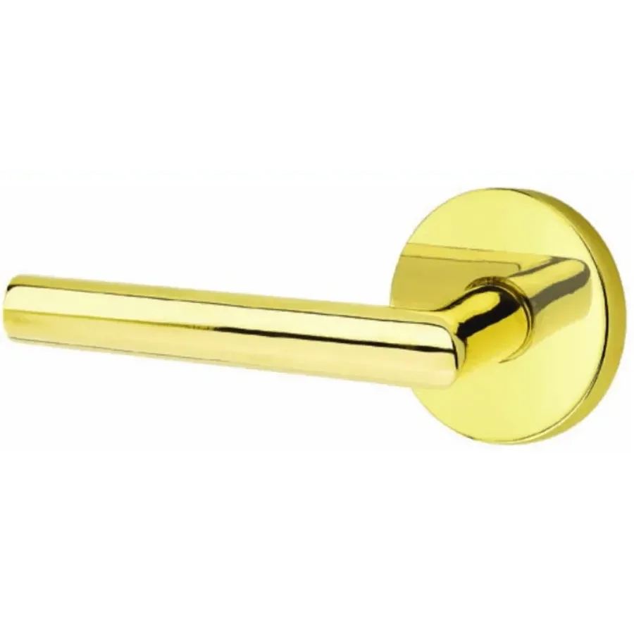 Emtek Stuttgart Lever With Disk Rosette in Unlacquered Brass finish