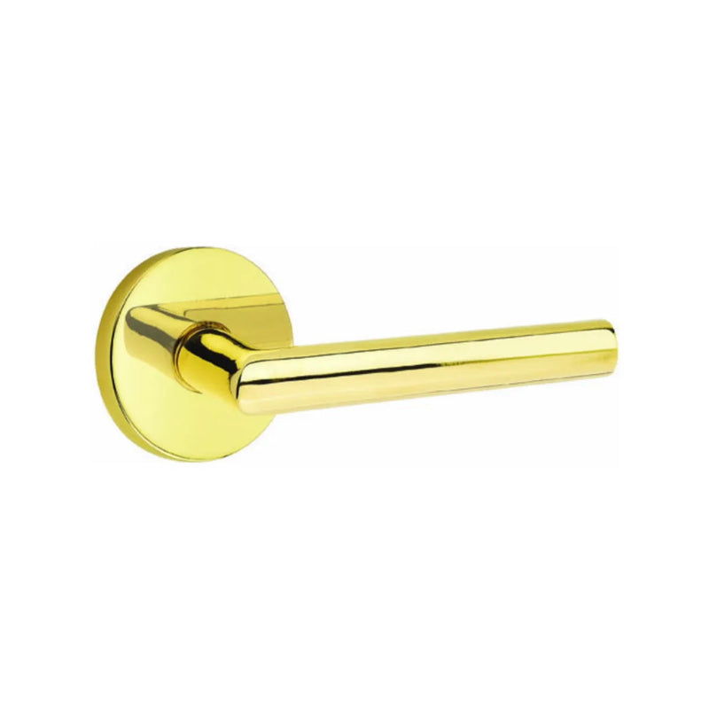 Emtek Stuttgart Lever With Disk Rosette in Unlacquered Brass finish