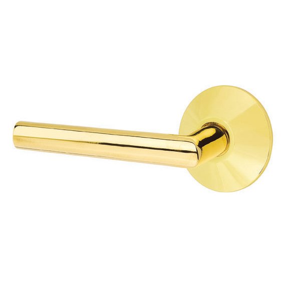 Emtek Stuttgart Lever with Modern Rosette in Unlacquered Brass finish