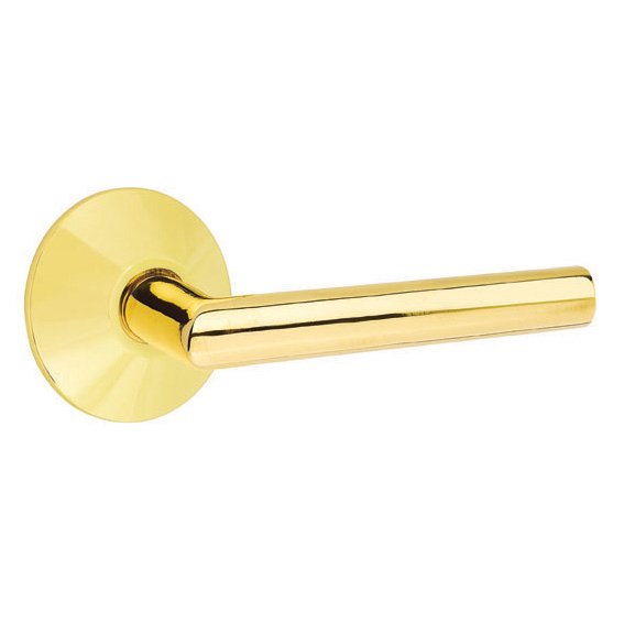 Emtek Stuttgart Lever with Modern Rosette in Unlacquered Brass finish