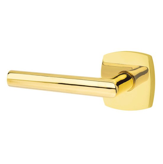 Emtek Stuttgart Lever With Urban Modern Rosette in Unlacquered Brass finish