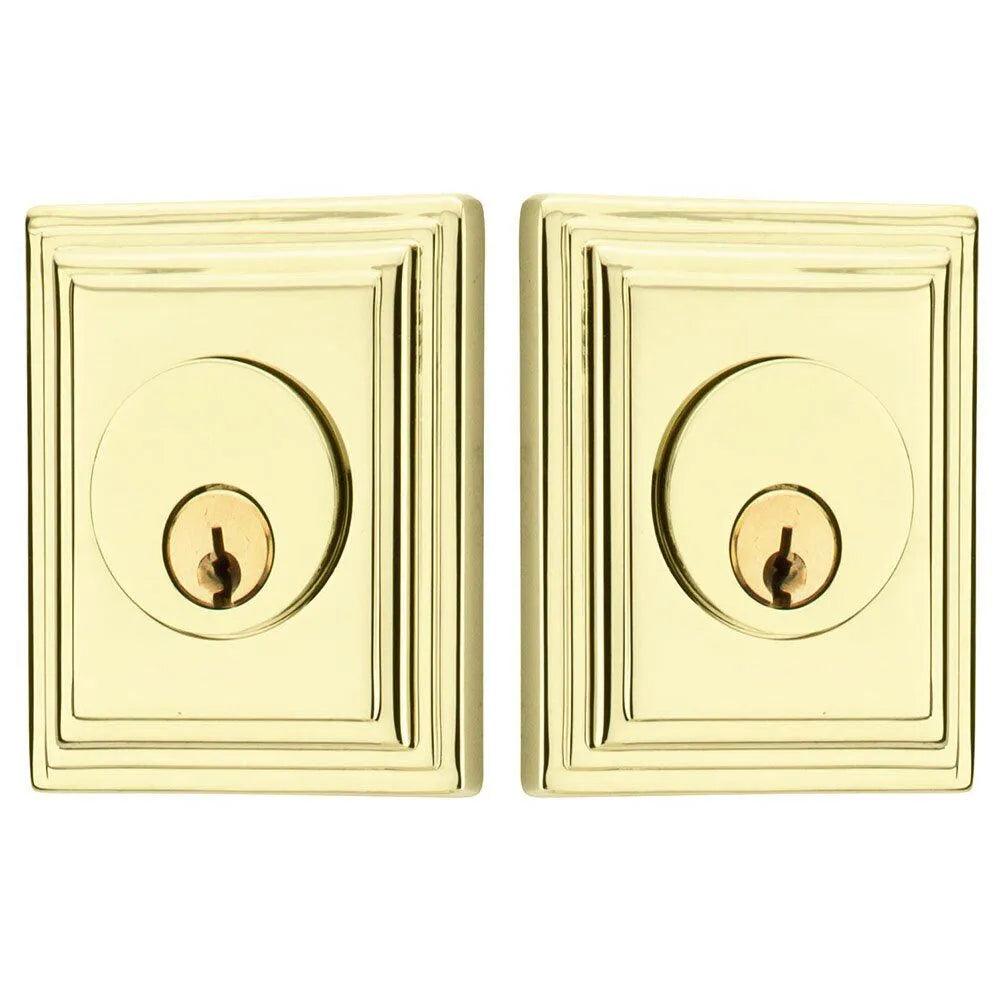 Emtek Wilshire Deadbolt, Double Cylinder in Unlacquered Brass finish