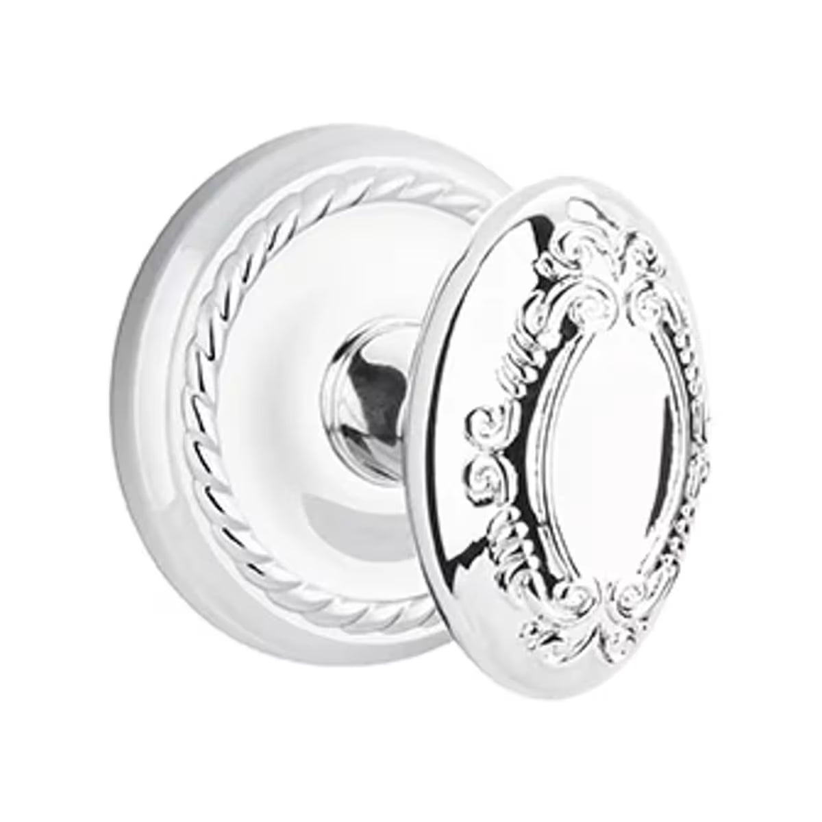 Emtek Victoria Knob with Rope Rosette in Polished Chrome finish