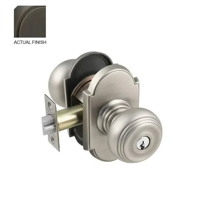The Emtek Waverly Knob With #8 Rosette in Oil Rubbed Bronze finish.