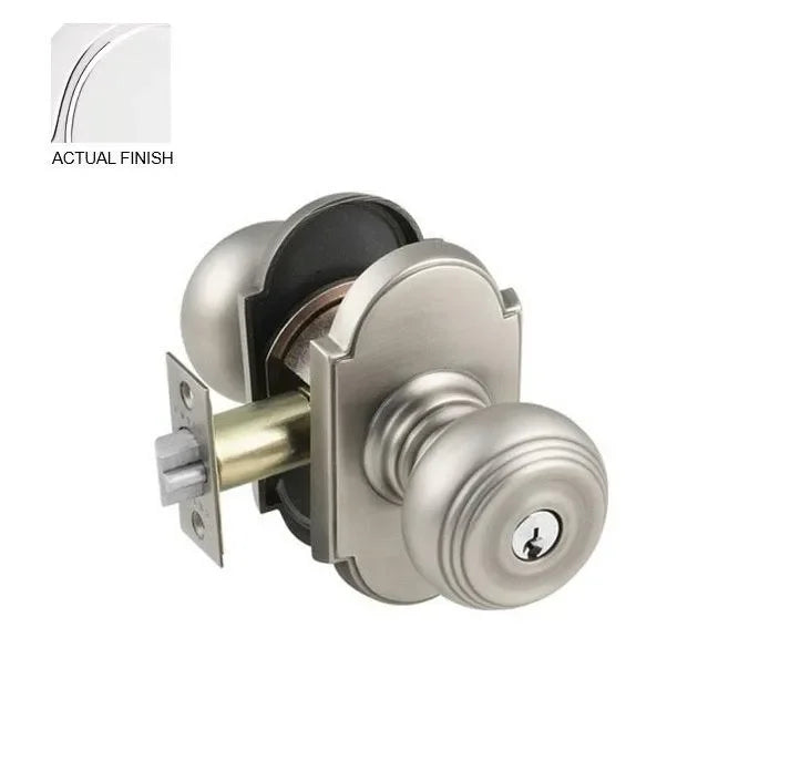 The Emtek Waverly Knob With #8 Rosette in Polished Chrome finish.