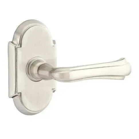 Emtek Wembley Lever With #8 Rosette in Satin Nickel finish