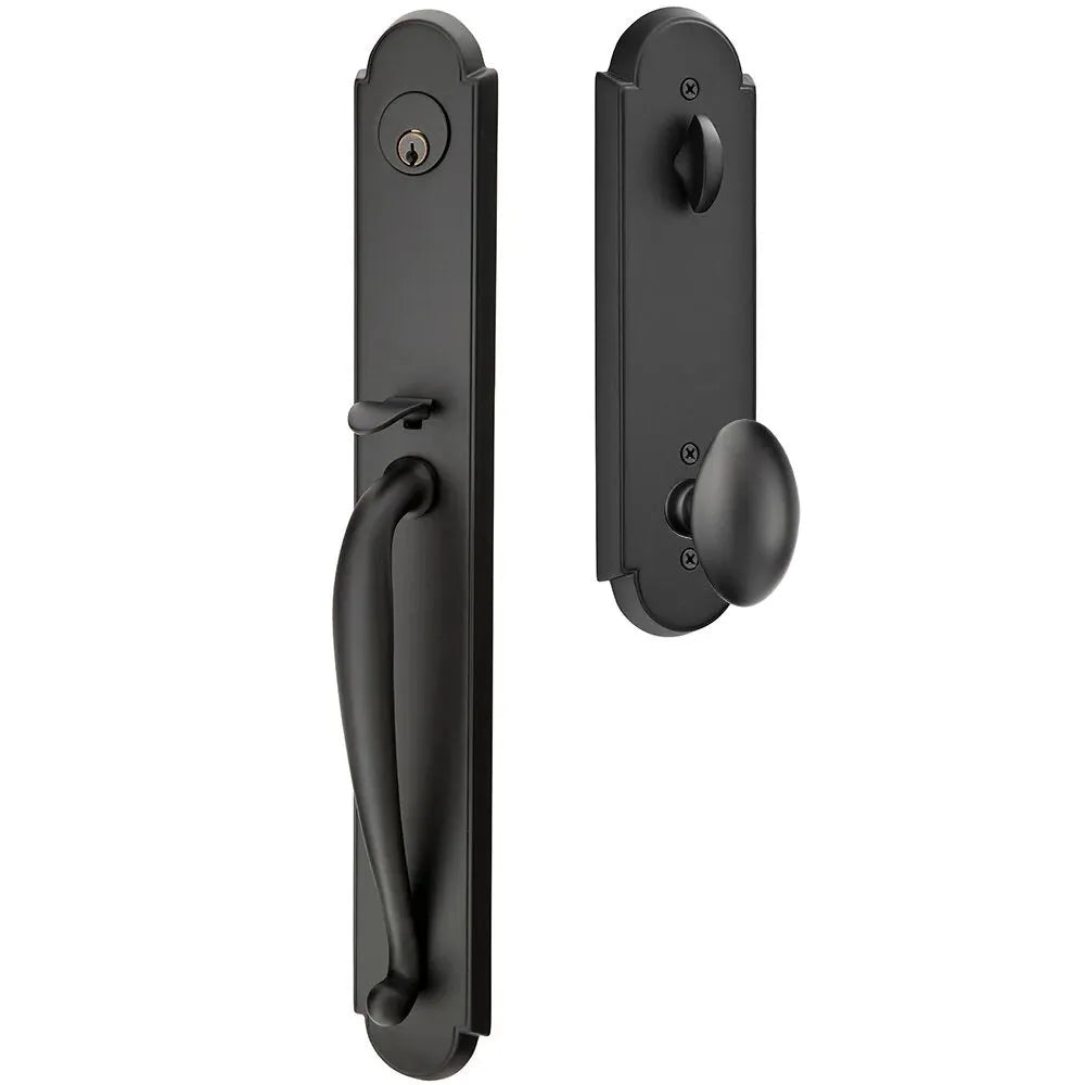 Emtek Wilmington Tubular Handleset with Egg Knob in Flat Black finish