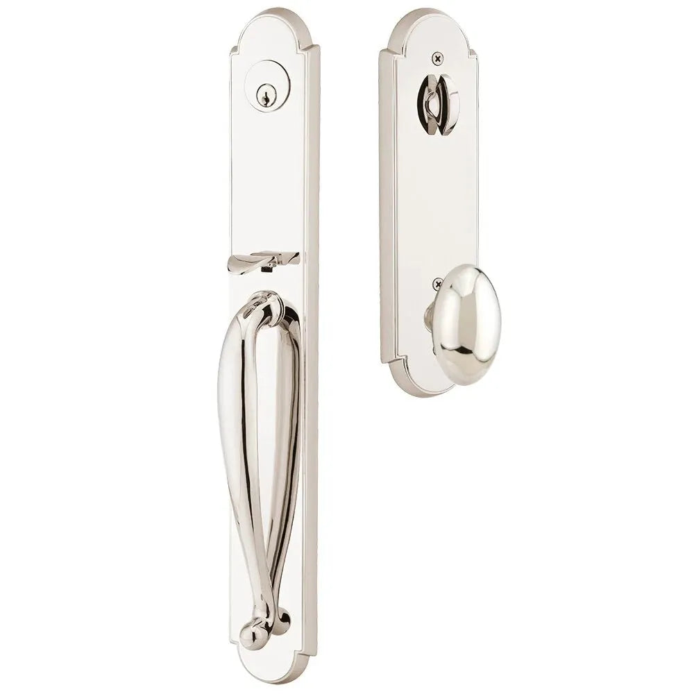 Emtek Wilmington Tubular Handleset with Egg Knob in Lifetime Polished Nickel finish